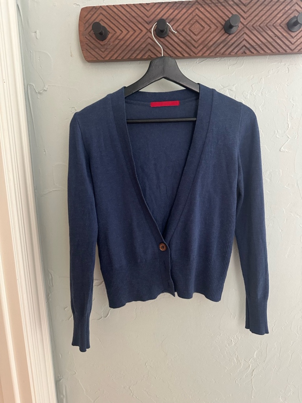 Women’s Navy V-Neck Button Cardigan Sweater